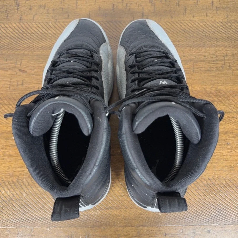Jordan 12 Retro Shoes Mens 9.5 Black Gray Barons Basketball‎ Sneakers CT8013-010